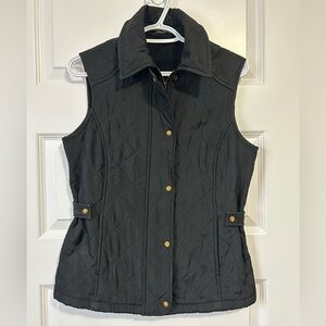 J. McLaughlin Black Quilted Vest with Gold Accents